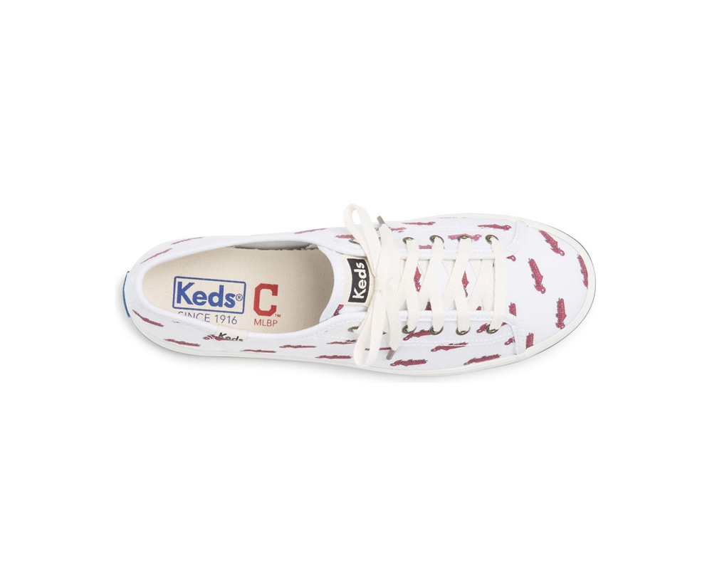 Basket Keds Femme Blanche/Rouge - Kickstart Mlb® - 187-NYQVWM